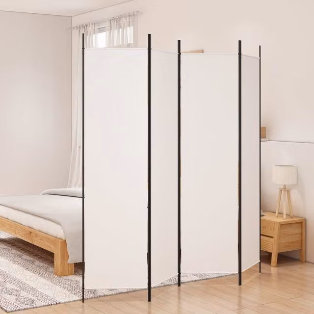 Berkfield Home 4-Panel Fabric Room Divider, White, W/H: 200 x 200 cm