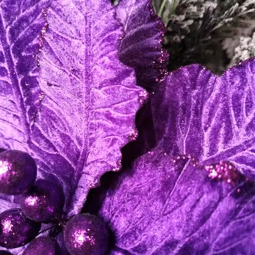 Samuel ALEXANDER Purple Velvet Poinsettia Stem with Glitter Christmas Decoration, 76 cm – 3