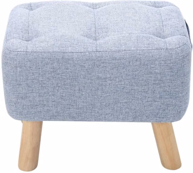 Garden Sanctuary Linen Upholstered Rectangular Ottoman Footstool in Light Blue – 1