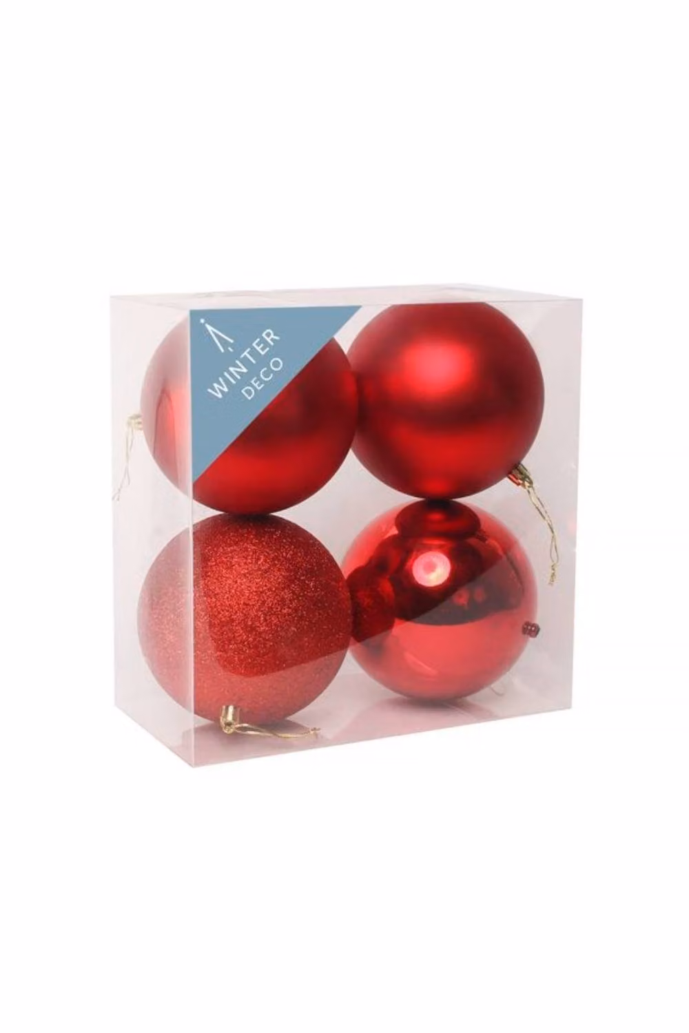 KDMD Red Shatterproof Round Christmas Baubles, 4 Pack, Diameter: 12 cm – 2