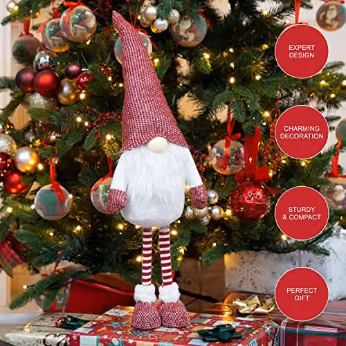 The Christmas Workshop Felt Gnome Ornament in White and Red – 2