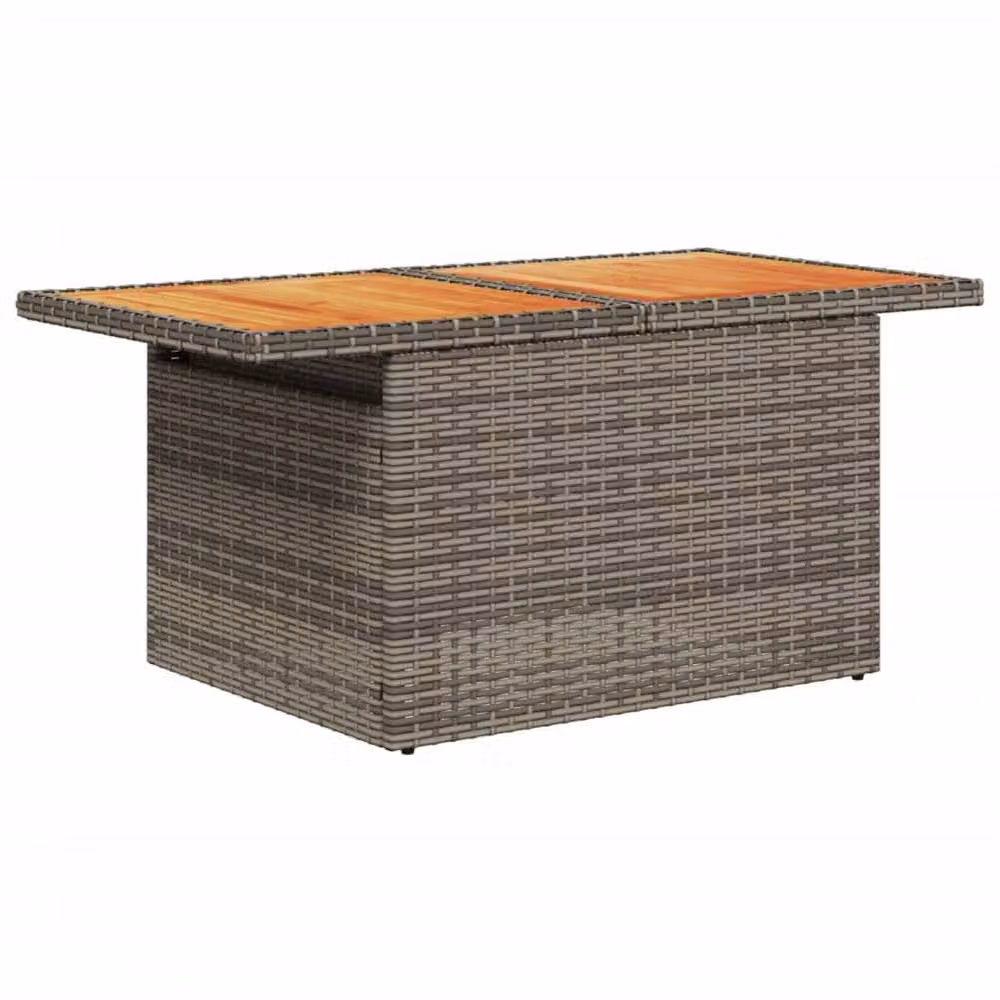 Berkfield Home Grey Poly Rattan and Acacia Wood Garden Table, W/D/H: 100 x 55 x 73 cm – 3
