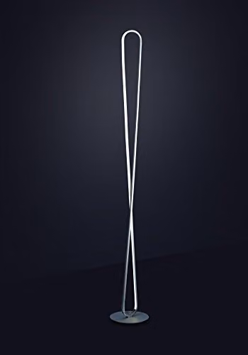 Netlighting Bucle 50W LED Floor Lamp with White Frosted Acrylic and Silver Chrome Finish, Dimmable, 3000K Warm White, 4300lm, H 180 cm x W 25 cm x D 25 cm – 2