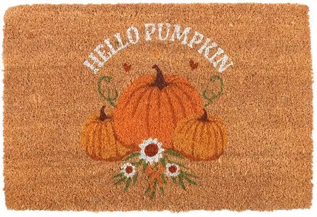 Something Different Autumn Days Hello Pumpkin Coir Door Mat, Multicolour, W: 60 cm, D: 40 cm