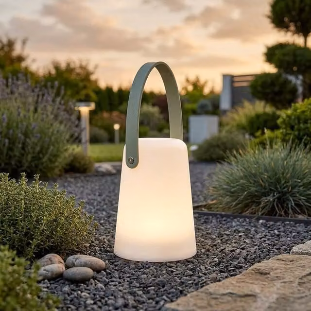 Garden Greatness Lunaria Dome Sage LED Garden Lantern in Green