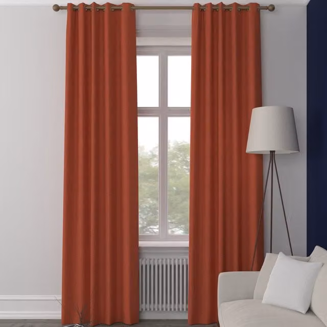 Terrys Willow Made to Measure Blackout Fabric Panel Curtain in Paprika Red Orange with Eyelets