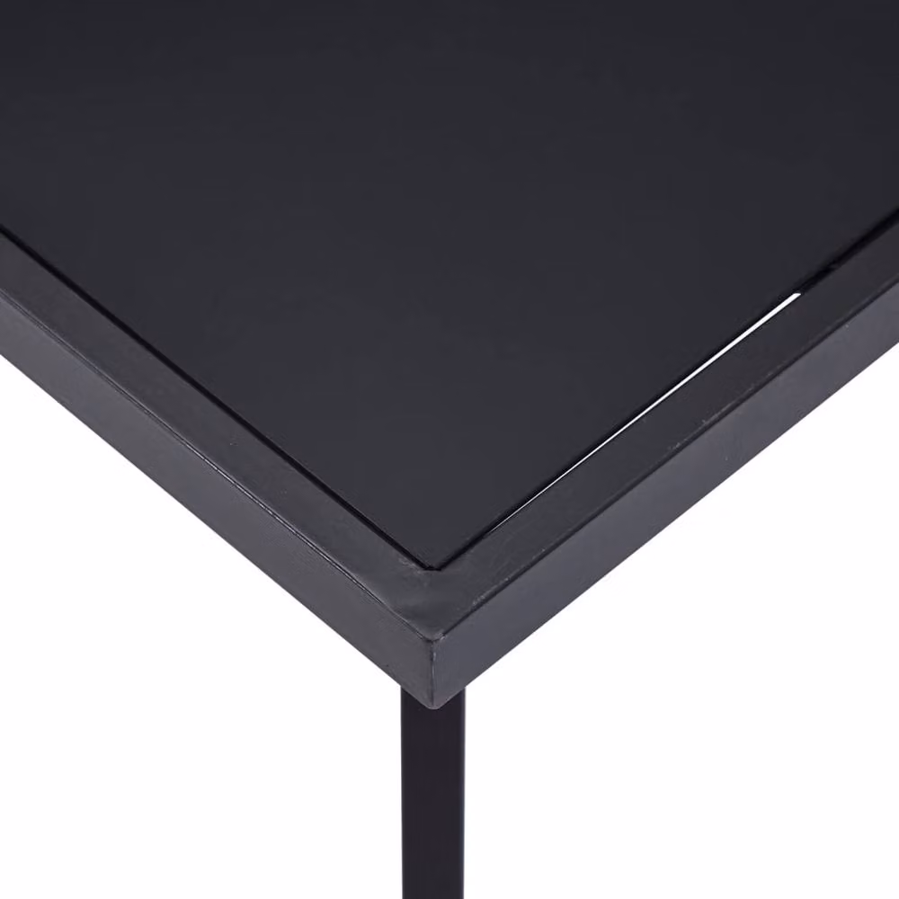 Berkfield Home Black Rectangular Dining Table with Tempered Glass Top, W/D/H: 140 x 70 x 75 cm – 3