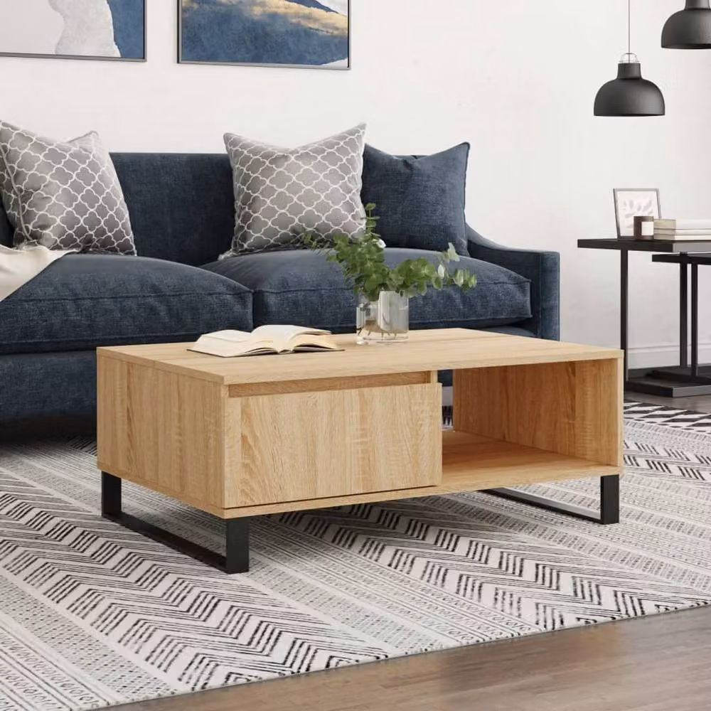 Berkfield Home Sonoma Oak Decorative Coffee Table in Light Oak, W/D/H: 90 x 60 x 35 cm – 2