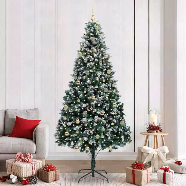 Berkfield Home Artificial Green Christmas Tree with 300 LEDs and Stand, Height: 240 cm – 1