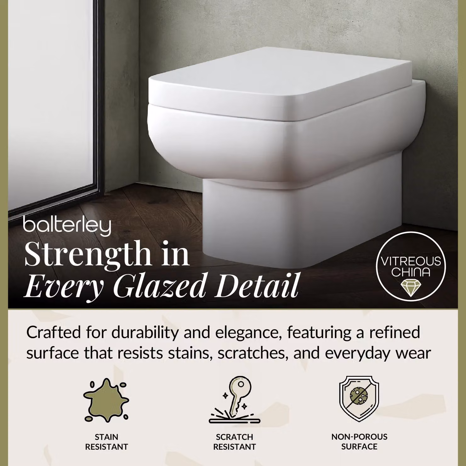 Balterley Alba Square Wall Hung Ceramic Rimless Toilet Pan with Soft Close Seat, White, W: 40.0 cm, D: 52.5 cm, H: 40.0 cm – 2