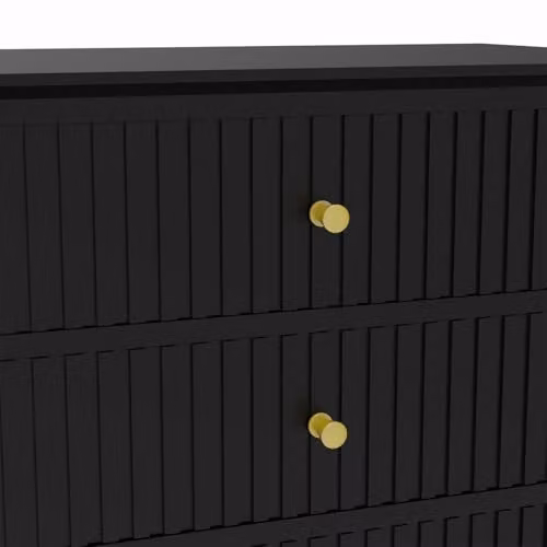 Melody Maison Hales Black and Gold 3 Drawer Chest of Drawers and Pair of Bedside Tables – 2