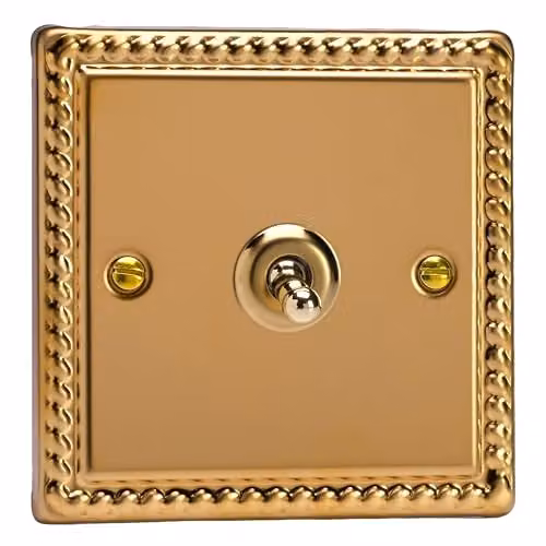 Varilight Classic Georgian Brass Intermediate Toggle Light Switch in Gold/Yellow – 1