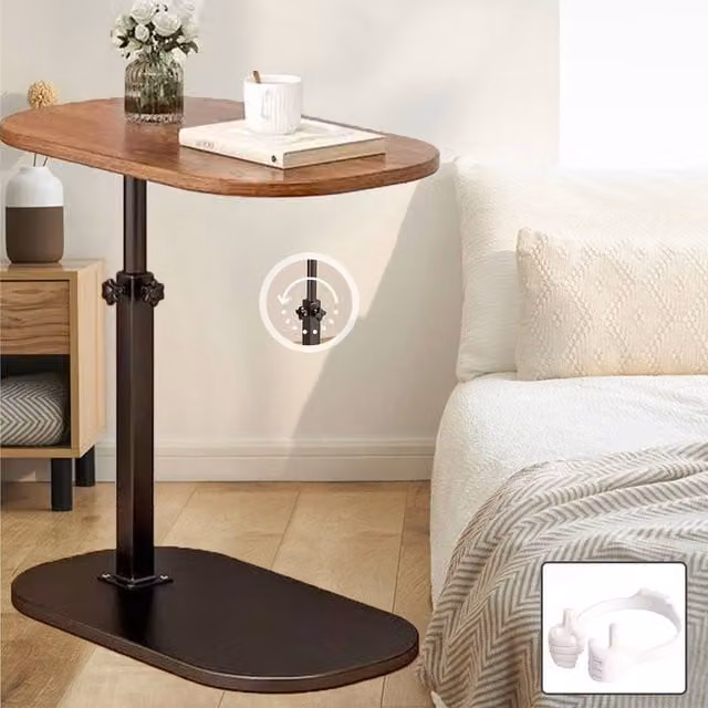 FORGEVIO Adjustable C-Shaped Sofa Side Table and Laptop Coffee Table in Brown – 1