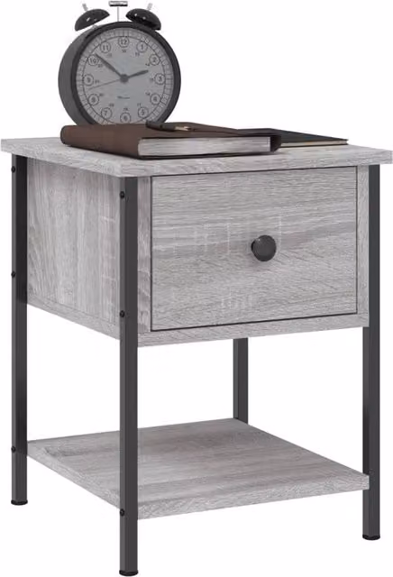 Berkfield Home Elegant Bedside Table in Grey Sonoma, W/D/H: 34 x 35.5 x 45 cm