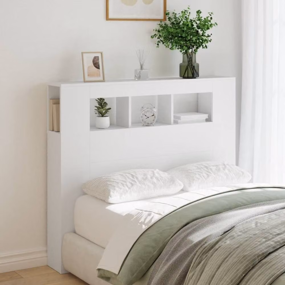 Berkfield Home LED Headboard in White, W/D/H: 120 x 18.5 x 103.5 cm – 3