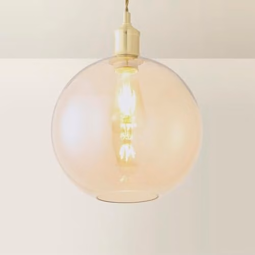 ValueLights Amber Glass Sphere Globe Ceiling Light Shade, Shade Width: 25 cm