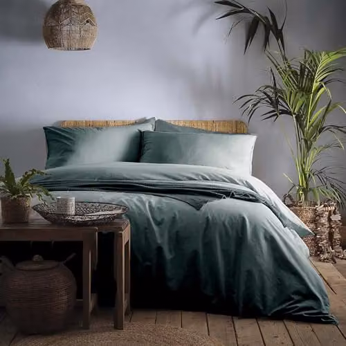 Appletree Cassia Teal Cotton Duvet Cover Set, Double, W/D/H: 200 x 200 cm with 2 Pillowcases (140 x 200 cm)