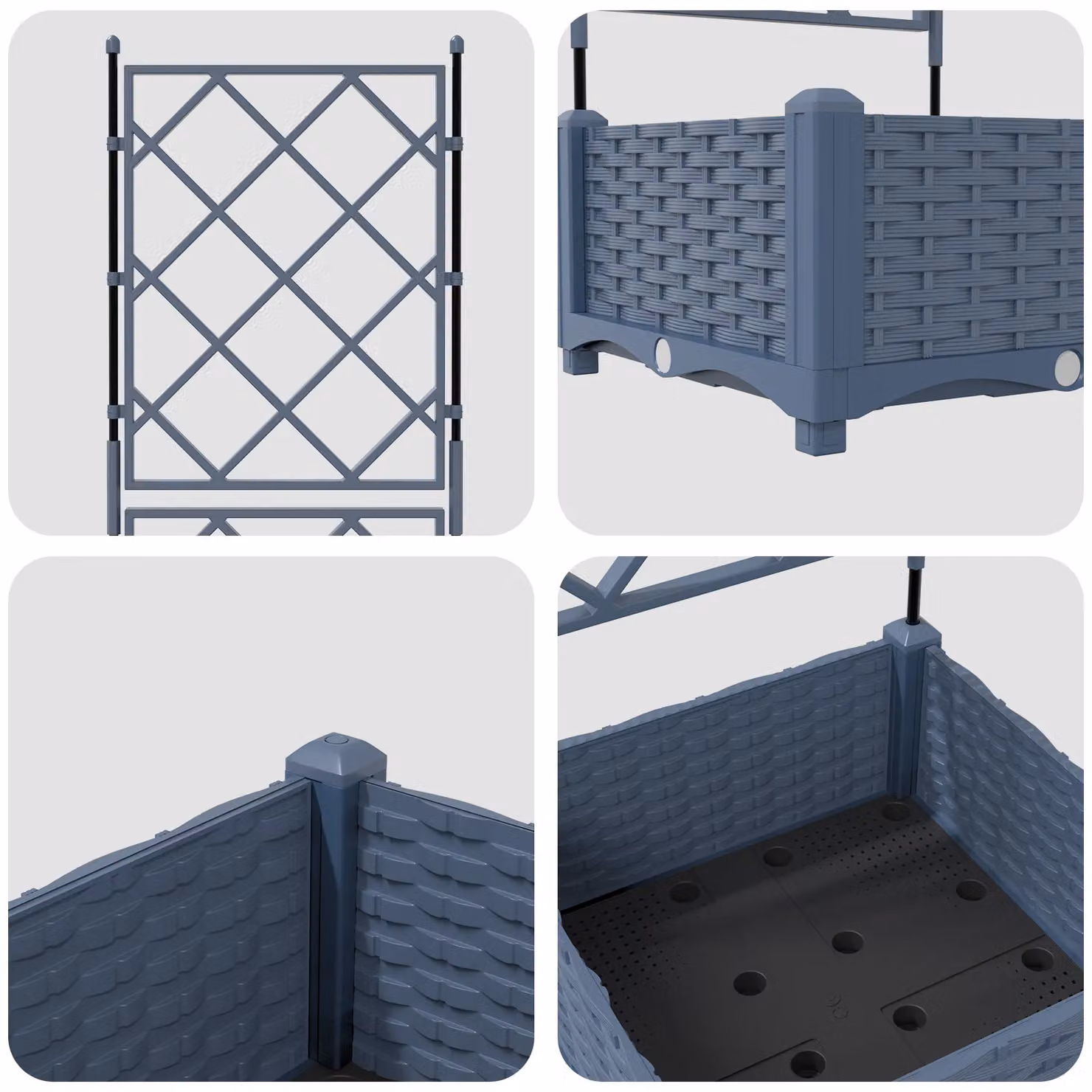 Berkfield Home Garden Planter with Trellis in Grey, W/D/H: 40 x 40 x 125.5 cm – 3