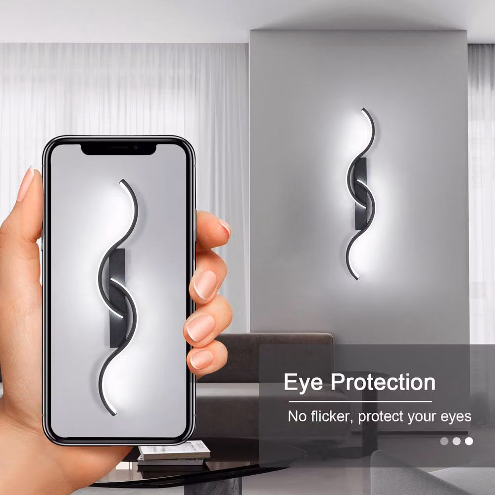 Goeco Modern LED Arc Wall Light in Black for Bedroom and Hallway, 6500K Cool White – 3