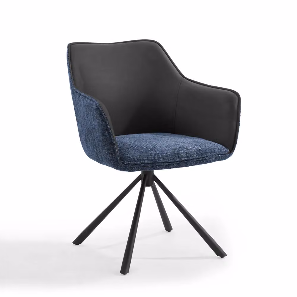 Home Detail Lisbon Fabric Swivel Dining Chairs Set of 2, Blue – 2