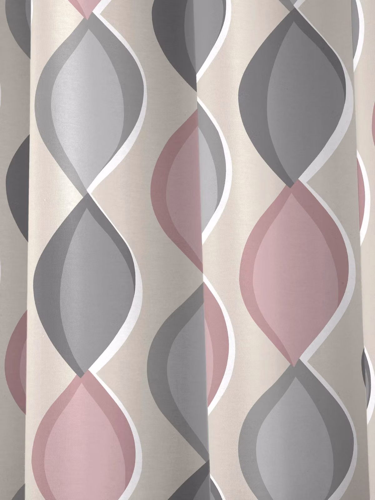 Fusion Lennox Modern Geo Print Eyelet Curtains in Grey and Pink, W: 168 cm, D: 137 cm – 3