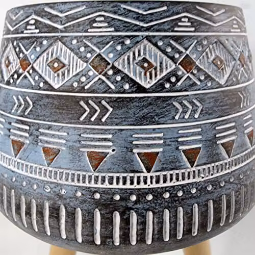 Leaf Design UK Round Tabletop Planter in Blue, Brown or Grey, W/D/H: 44 x 26 x 26 cm – 3
