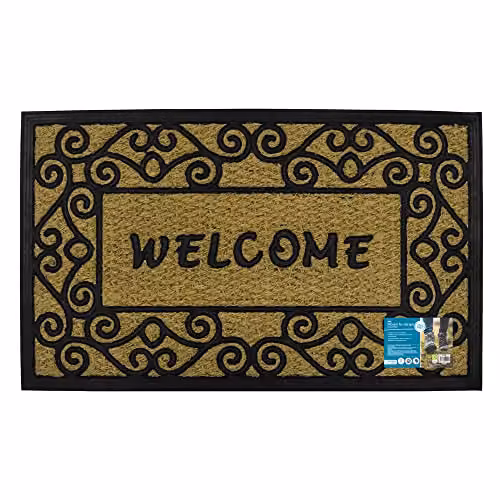 JVL Woven Coir and Rubber Tuffscrape Doormat in Beige and Brown, W: 45 cm, D: 75 cm – 5
