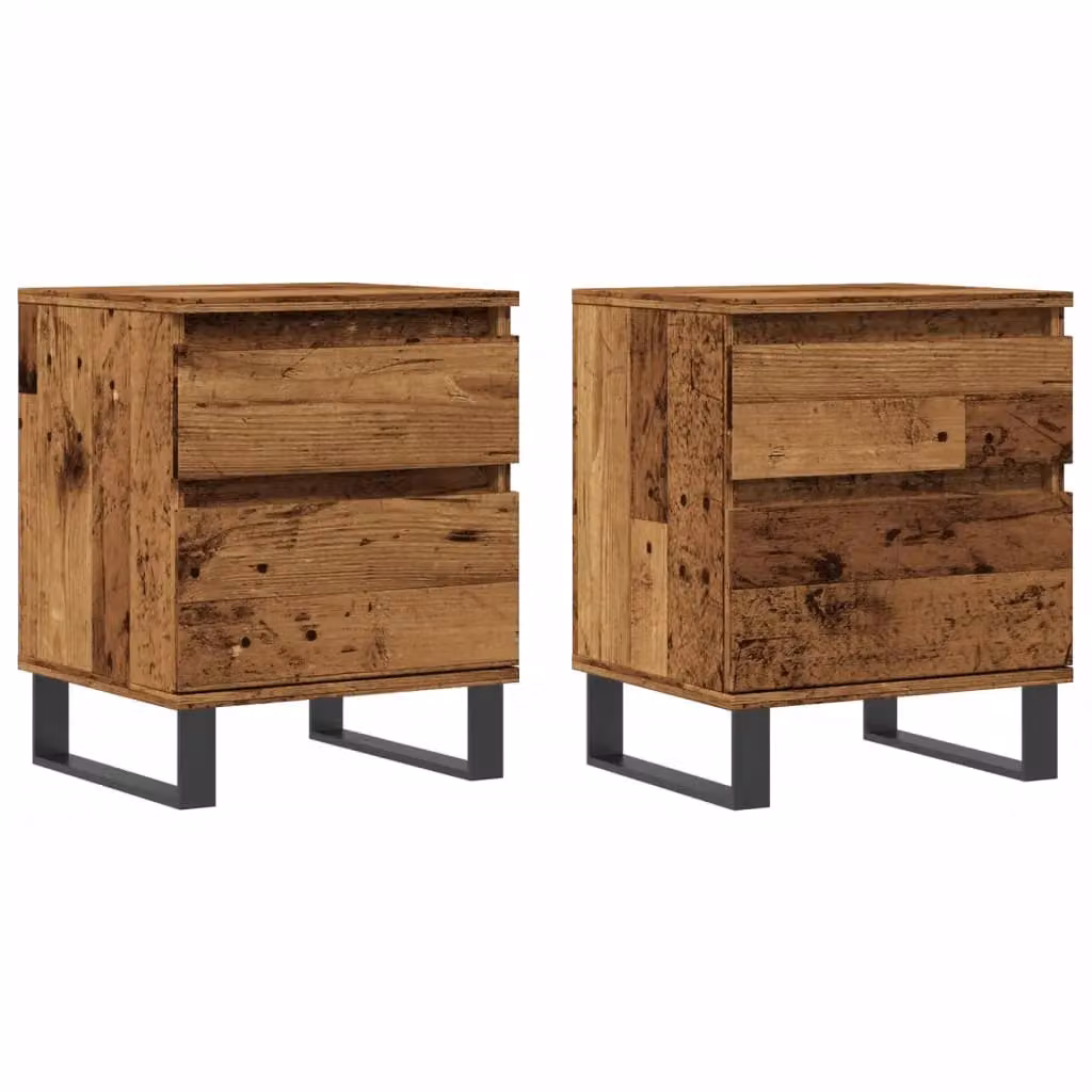 Berkfield Home Set of 2 Bedside Cabinets in Old Wood Brown, W/D/H: 40 x 35 x 50 cm – 2