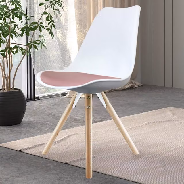 Fusion Living Soho Dining Chair in Pink with Light Wood Legs