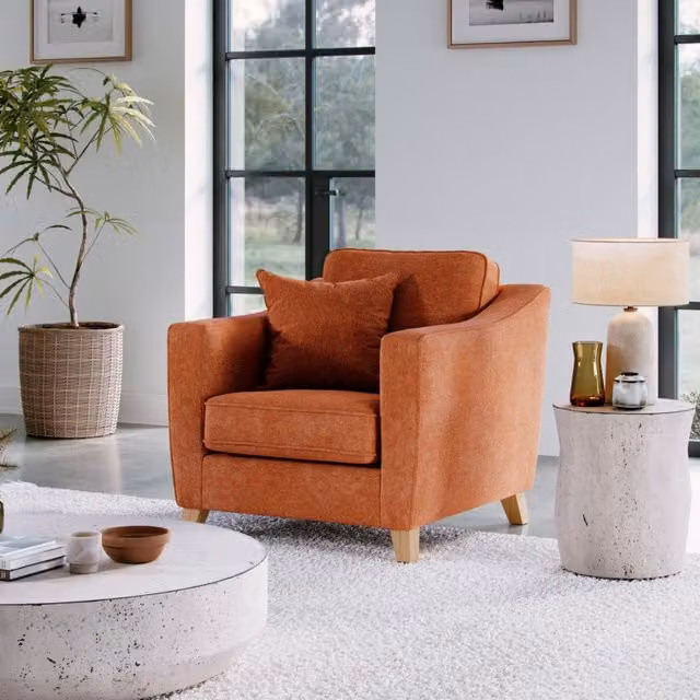 The Great Sofa Company Jackson Chenille Fabric Armchair in Orange
