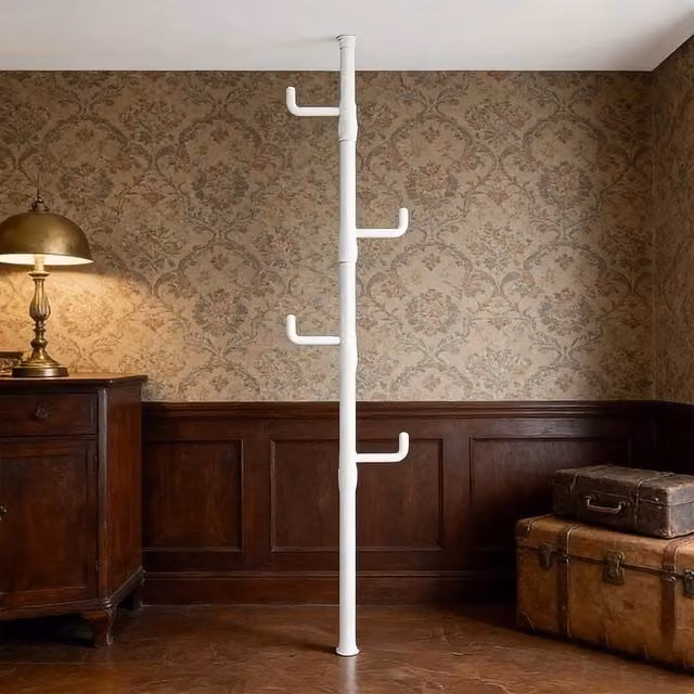 Nordara White Telescopic Ceiling Corner Laundry Pole Clothes Drying Rack, W/D/H: 100 x 15 cm – 1