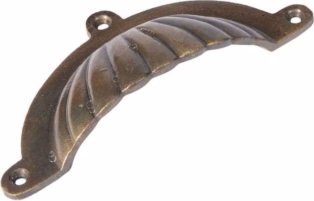 Hammer and Tongs Brass Shell Cabinet Cup Handle in Gold