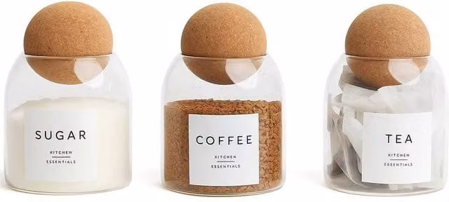PAWNORA Clear Glass Jars with Cork Ball Lids – 1