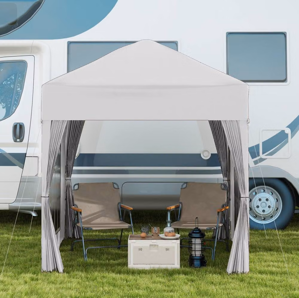 STILVORA White Pop-Up Gazebo with 4 Sidewalls and Windows, W/D/H: 200 x 200 x 240 cm – 2