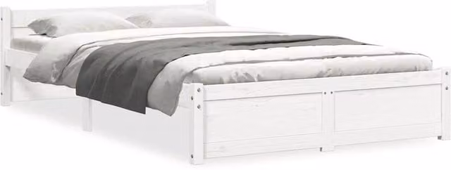 Berkfield Home White Solid Pine Wood Bed Frame W/D/H: 120 x 200 cm – 1