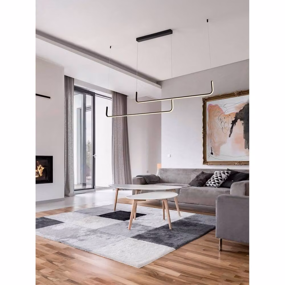 Nova Luce Strita Bar Pendant Light in Black, Dimmable LED, 40W, 2856lm, 3000K Warm White – 1