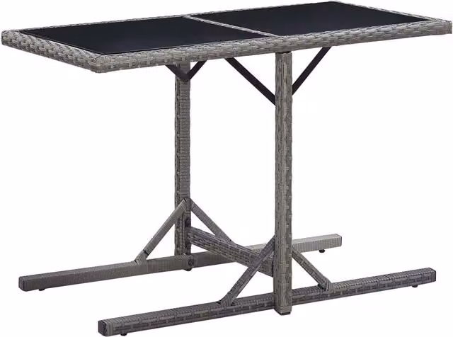 Berkfield Home Garden Table in Anthracite and Black with Glass and Poly Rattan, W/D/H: 110 x 53 x 72 cm – 1