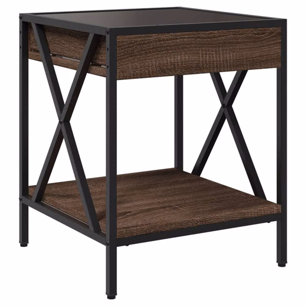 Berkfield Home Infinity LED Coffee Table in Brown Oak, W/D/H: 40 x 40 x 49 cm – 4