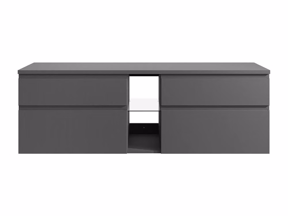 Vente-unique Magdalena II Wall-Mounted Vanity Unit in Grey, W/D/H: 150 x 50 x 46 cm – 2