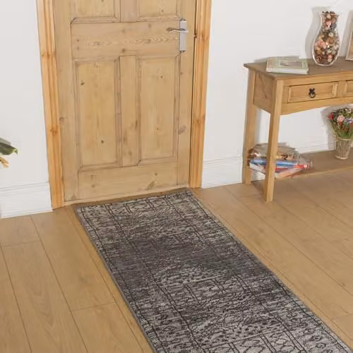 runrug Afrikans Hallway Runner Rug, Grey, W: 80 cm, L: 180 cm, Thickness: 0.9 cm – 1