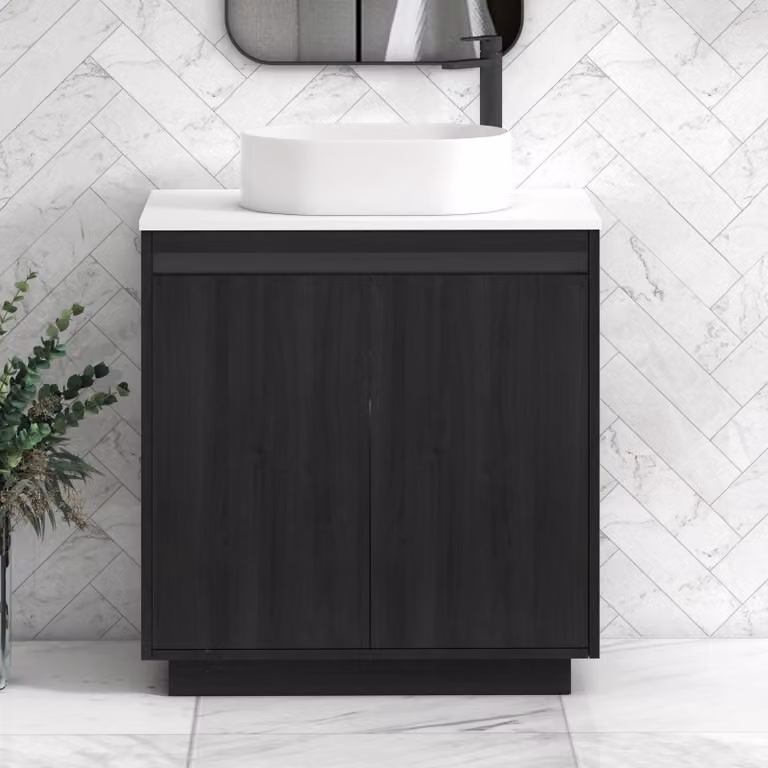 Royal Bathrooms Orion 800mm Hale Floor Standing Vanity Unit in White with Black Accent Trim and Peak Basin