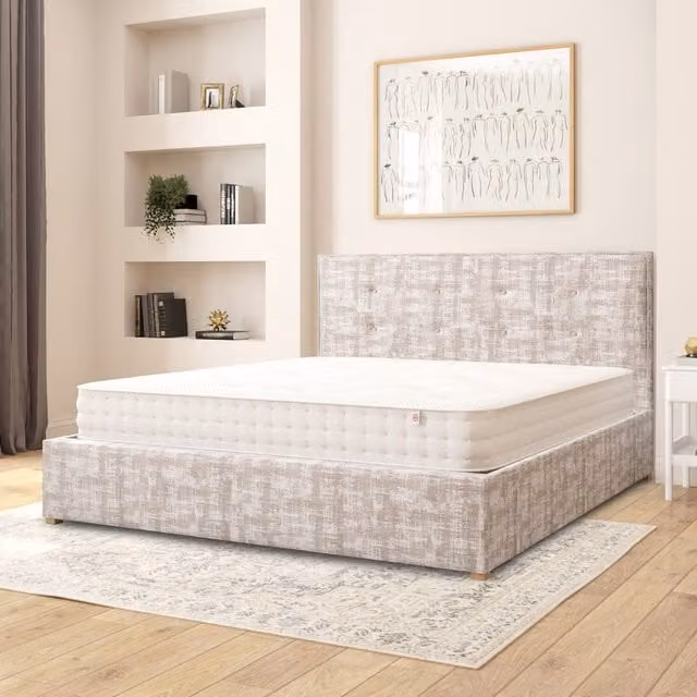Aspire Presley Superking Ottoman Storage Bed in Grey Distressed Velvet Fabric
