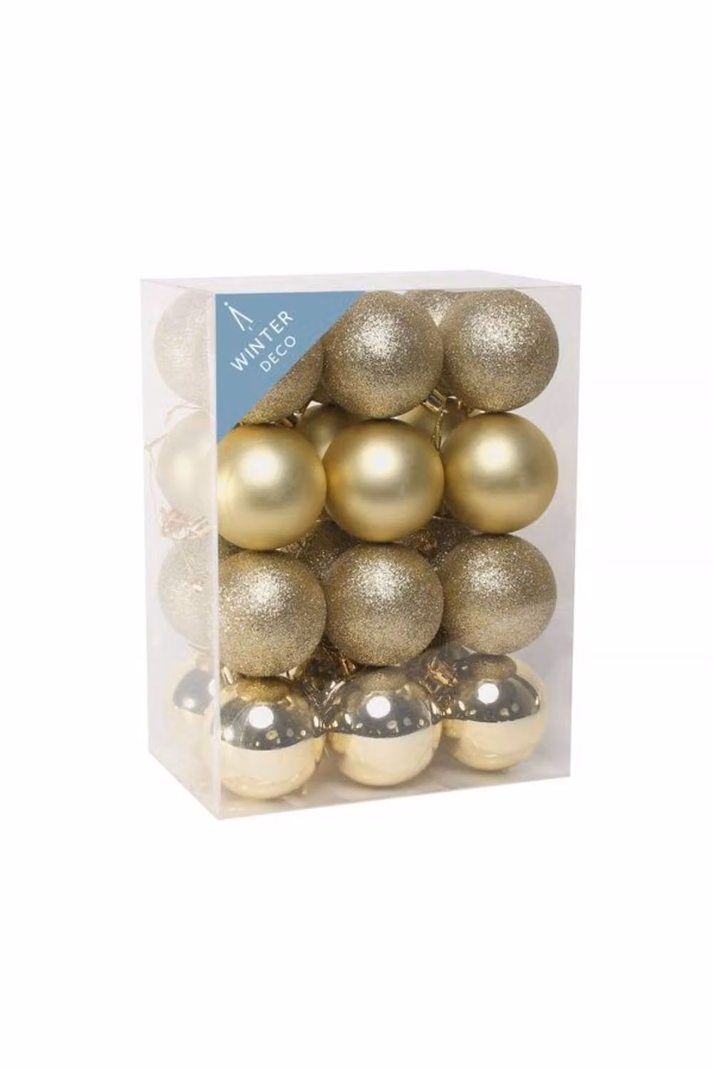 KDMD Gold Shatterproof Champagne Christmas Baubles, Pack of 24, Diameter: 6 cm – 2
