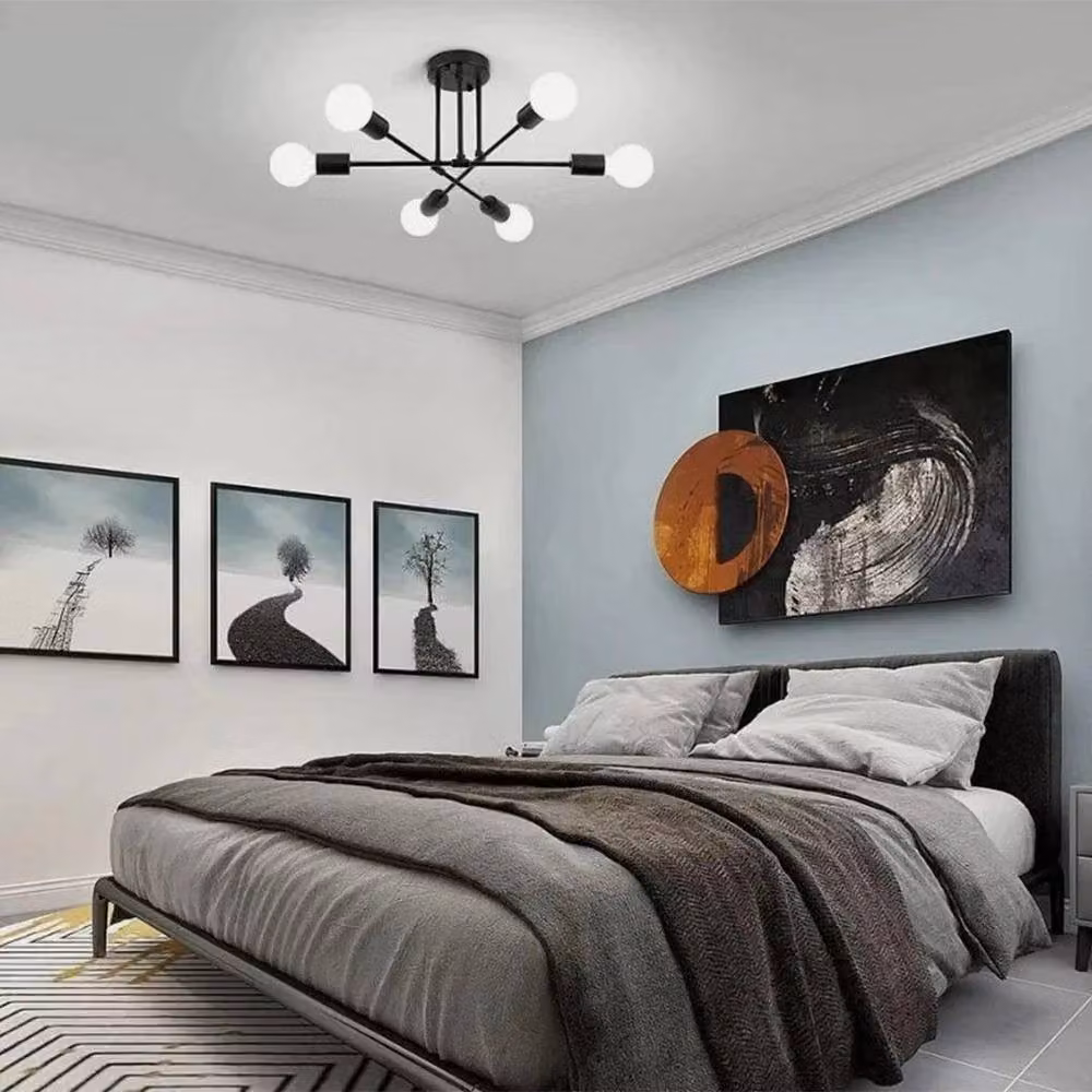 NESTLUNE Vintage LED Sputnik Pendant Ceiling Light Chandelier in Black – 5