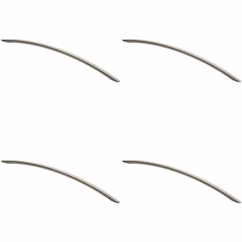 Loops 4 Pack Curved Bow Cabinet Pull Handles in Brushed Silver, 372 x 10 mm, 320 mm Fixing Centres