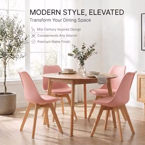 Bravich LTD Rocco Tulip Dining Chair in Dusty Pink with Beech Wood Legs – 3