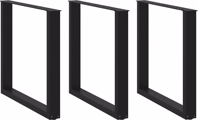 Berkfield Home U-Shaped Coffee Table Legs, 3 Piece Set, Black Steel, W: 90 cm, H: 72.5 cm