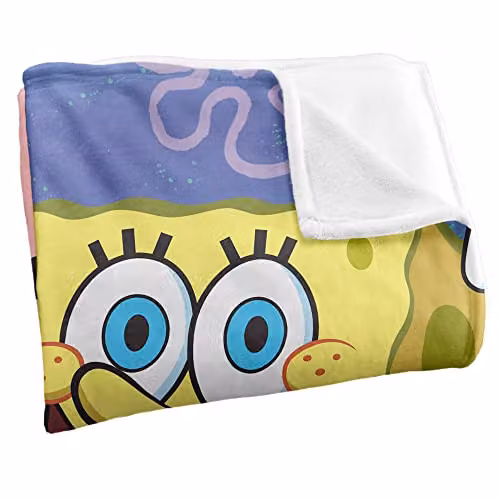 LOGOVISION Spongebob and Patrick Super Soft Microfibre Fleece Throw Blanket, Multicolour, W: 152 cm, D: 127 cm – 2