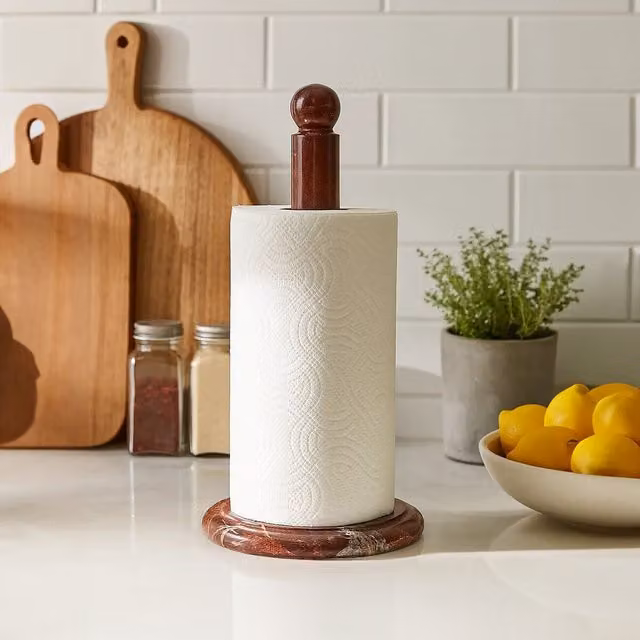 Orsina Salmo Freestanding Ceramic and Marble Kitchen Roll Holder – 1