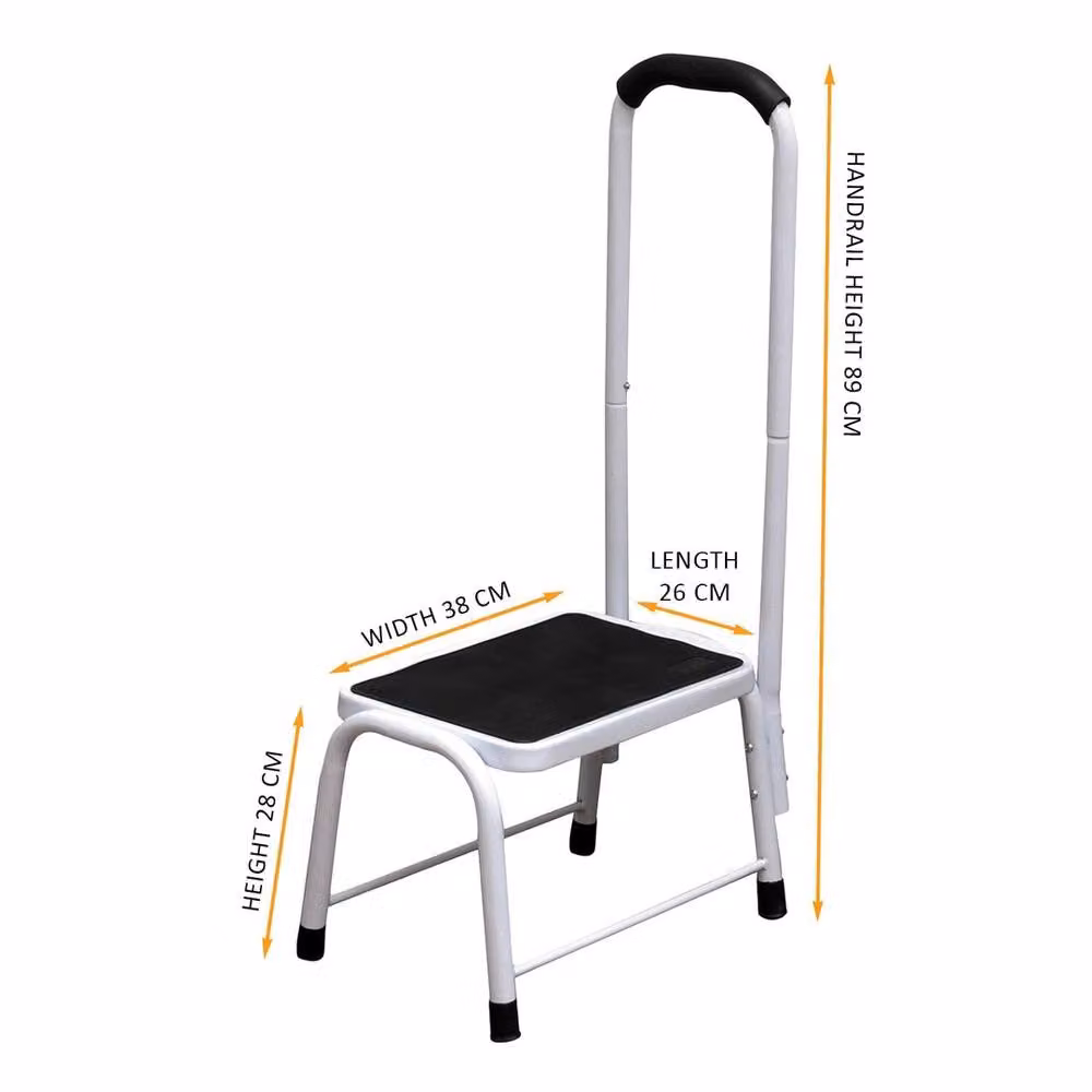 Havendro Non Slip Safety Step Stool with Steel Handrail and Rubber Feet in White and Multicolour – 2